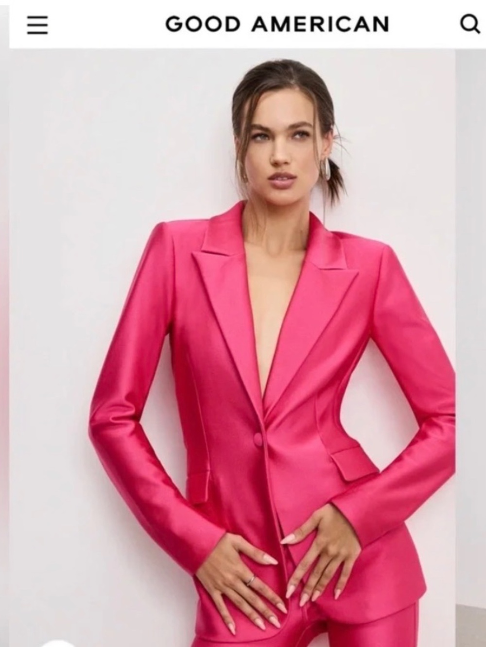 Good American Hot Pink Compression Shine Sculpted Blazer